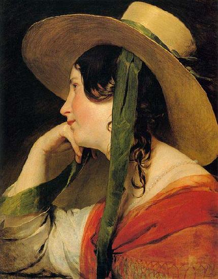 Friedrich von Amerling Girl in Yellow Hat Germany oil painting art